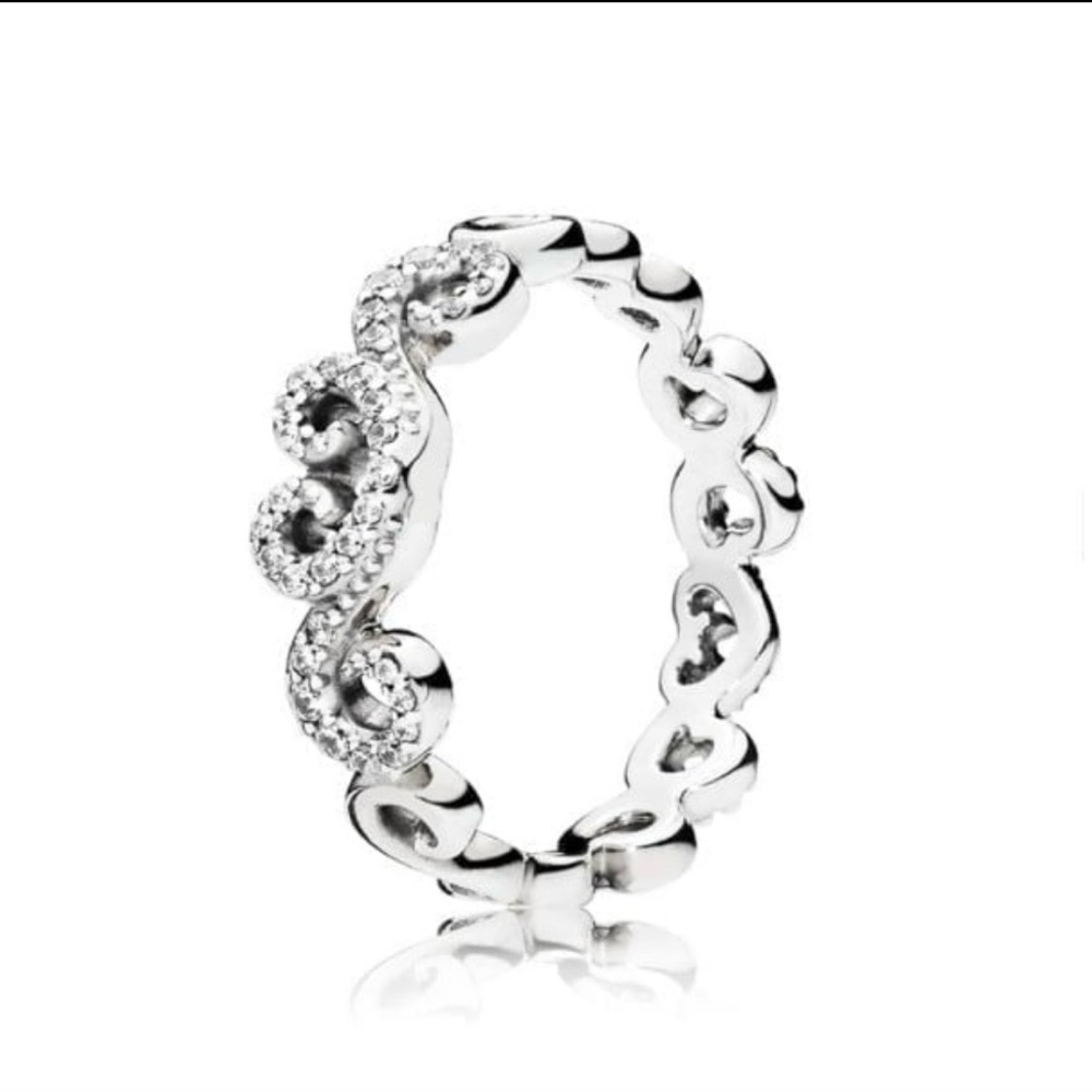 Pandora Heart Swirl Pave Openwork Ring